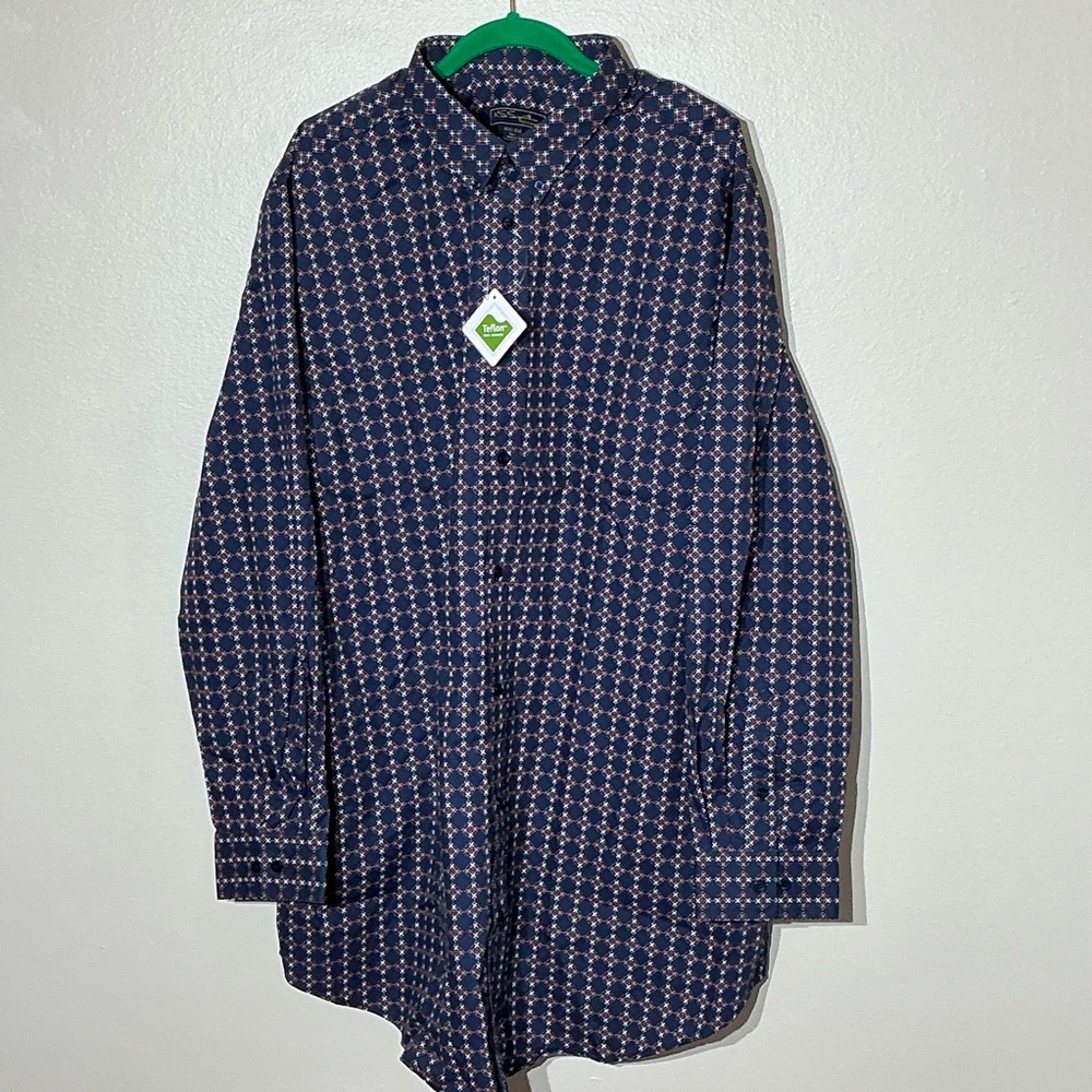 NWT KS Signature 2XLT-3XLT Navy  Patterned Shirt